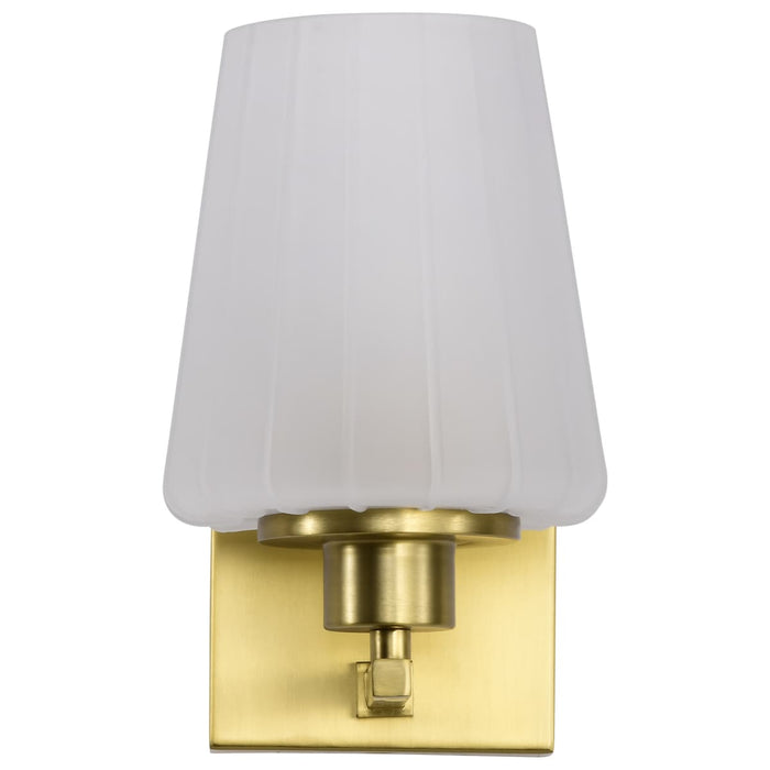Vanity Nuvo 60-8231 Lune - 1 Light Vanity - Vintage Brass Finish - Etched White Glass Nuvo