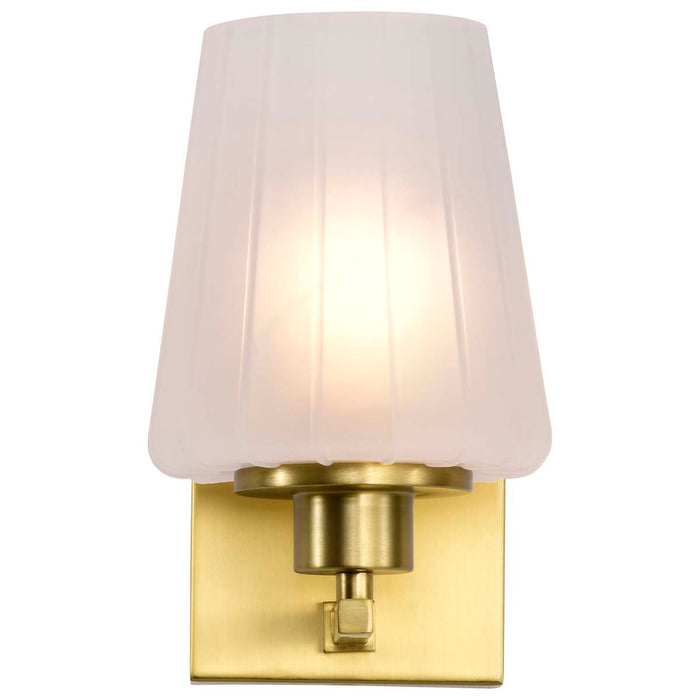 Vanity Nuvo 60-8231 Lune - 1 Light Vanity - Vintage Brass Finish - Etched White Glass Nuvo