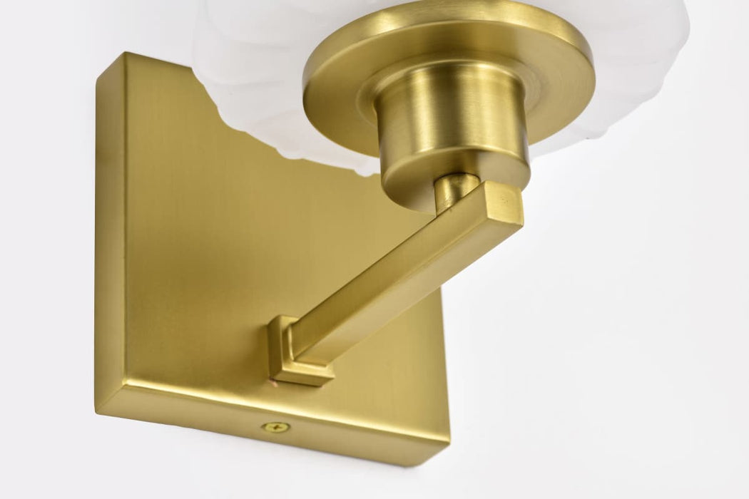 Vanity Nuvo 60-8231 Lune - 1 Light Vanity - Vintage Brass Finish - Etched White Glass Nuvo