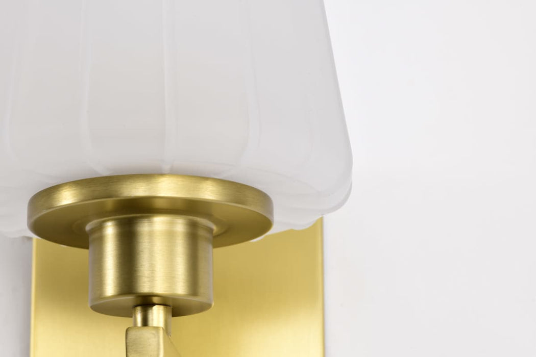Vanity Nuvo 60-8231 Lune - 1 Light Vanity - Vintage Brass Finish - Etched White Glass Nuvo