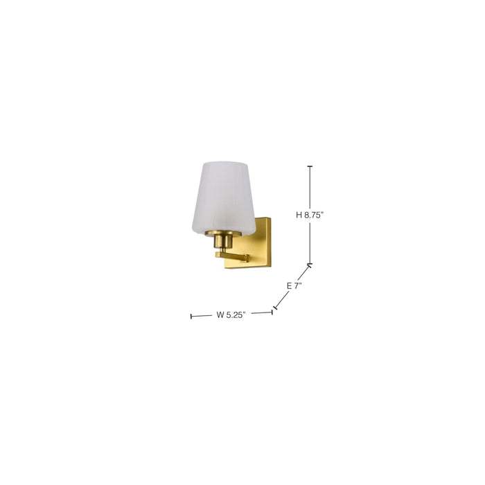 Vanity Nuvo 60-8231 Lune - 1 Light Vanity - Vintage Brass Finish - Etched White Glass Nuvo
