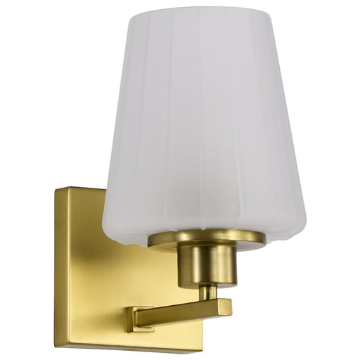 Vanity Nuvo 60-8231 Lune - 1 Light Vanity - Vintage Brass Finish - Etched White Glass Nuvo