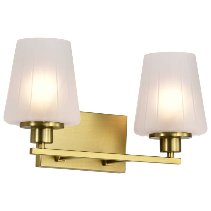 Vanity Nuvo 60-8232 Lune - 2 Light Vanity - Vintage Brass Finish - Etched White Glass Nuvo