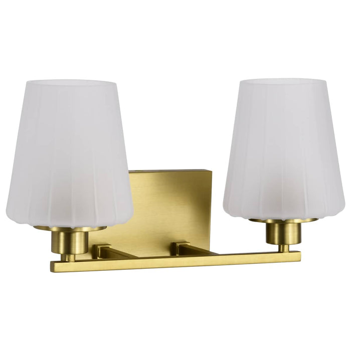 Vanity Nuvo 60-8232 Lune - 2 Light Vanity - Vintage Brass Finish - Etched White Glass Nuvo
