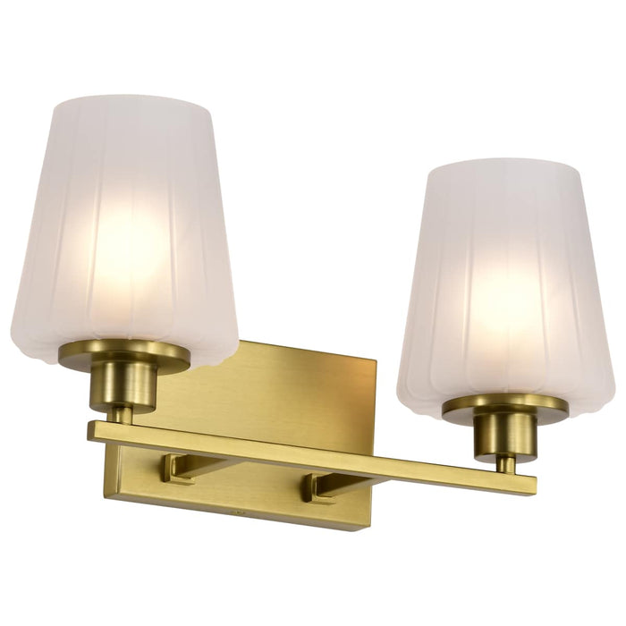 Vanity Nuvo 60-8232 Lune - 2 Light Vanity - Vintage Brass Finish - Etched White Glass Nuvo