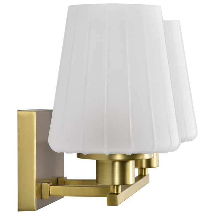 Vanity Nuvo 60-8232 Lune - 2 Light Vanity - Vintage Brass Finish - Etched White Glass Nuvo