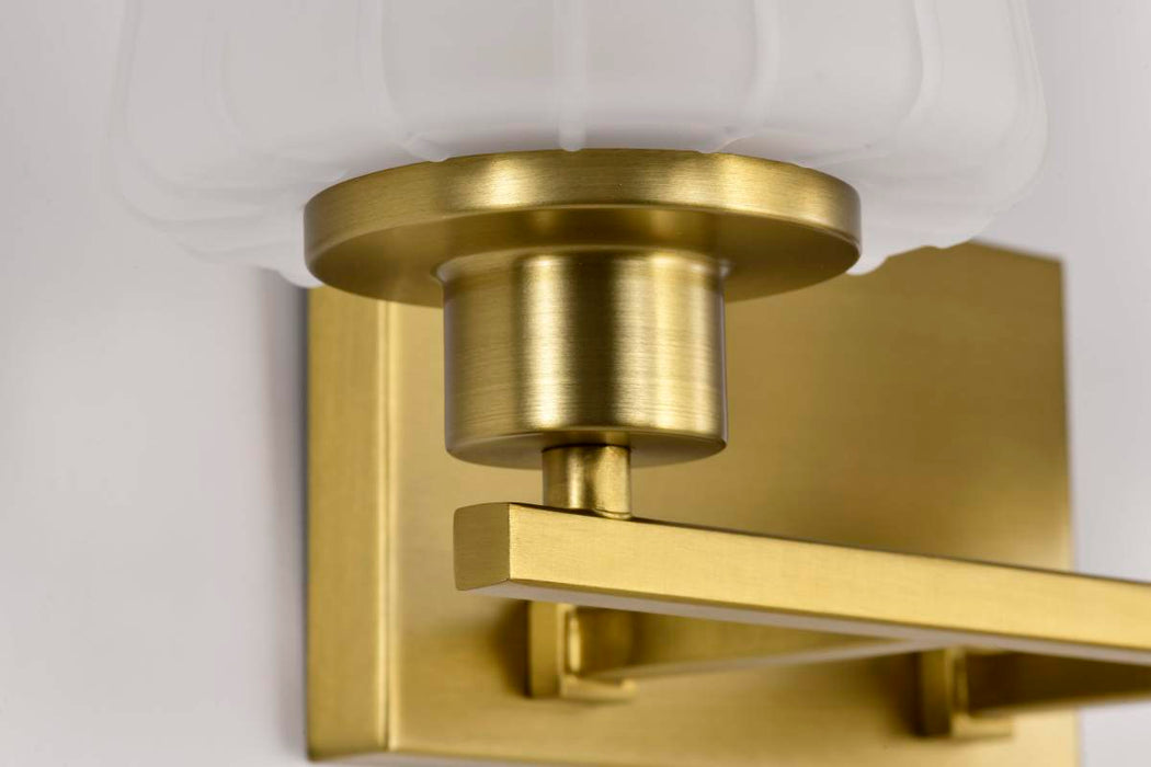 Vanity Nuvo 60-8232 Lune - 2 Light Vanity - Vintage Brass Finish - Etched White Glass Nuvo