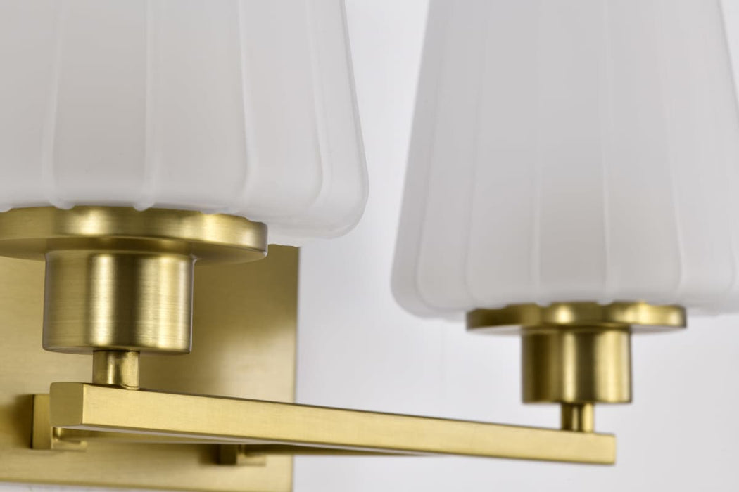 Vanity Nuvo 60-8232 Lune - 2 Light Vanity - Vintage Brass Finish - Etched White Glass Nuvo