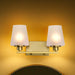 Vanity Nuvo 60-8232 Lune - 2 Light Vanity - Vintage Brass Finish - Etched White Glass Nuvo