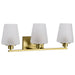 Vanity Nuvo 60-8233 Lune - 3 Light Vanity - Vintage Brass Finish - Etched White Glass Nuvo