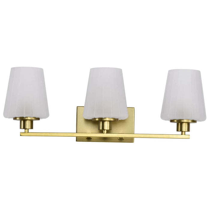 Vanity Nuvo 60-8233 Lune - 3 Light Vanity - Vintage Brass Finish - Etched White Glass Nuvo
