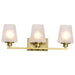 Vanity Nuvo 60-8233 Lune - 3 Light Vanity - Vintage Brass Finish - Etched White Glass Nuvo