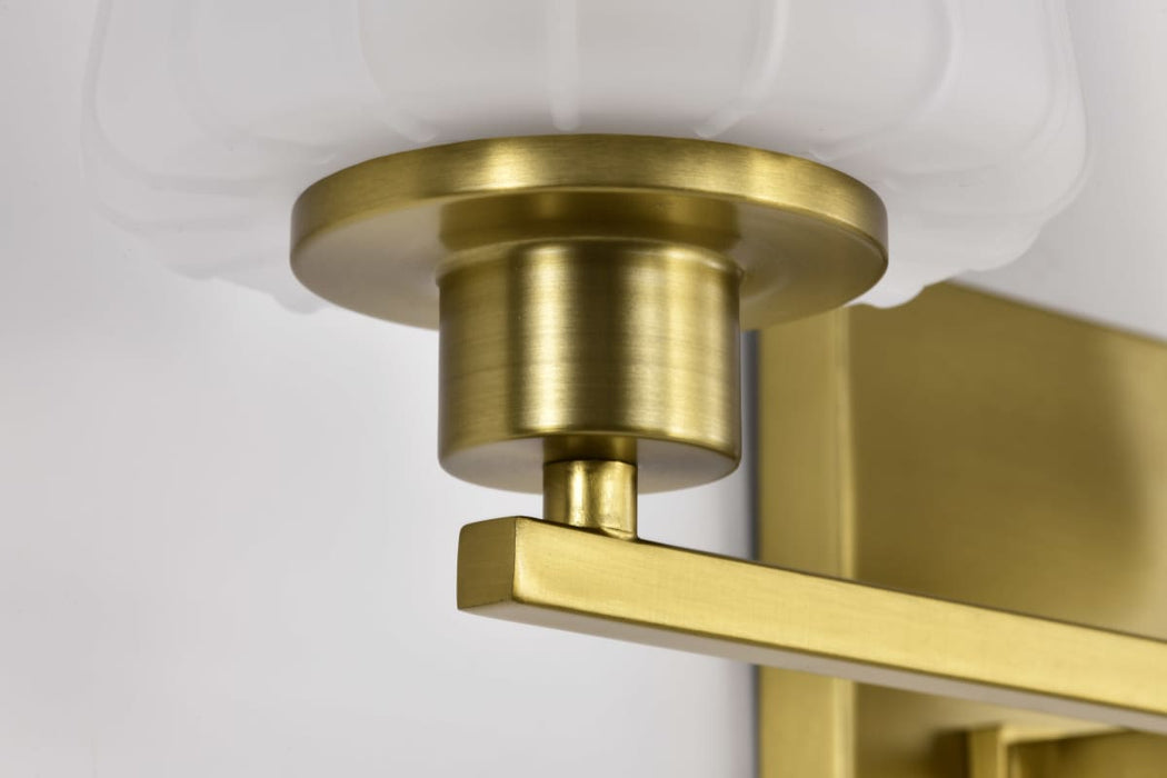 Vanity Nuvo 60-8233 Lune - 3 Light Vanity - Vintage Brass Finish - Etched White Glass Nuvo