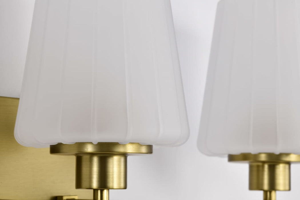 Vanity Nuvo 60-8233 Lune - 3 Light Vanity - Vintage Brass Finish - Etched White Glass Nuvo