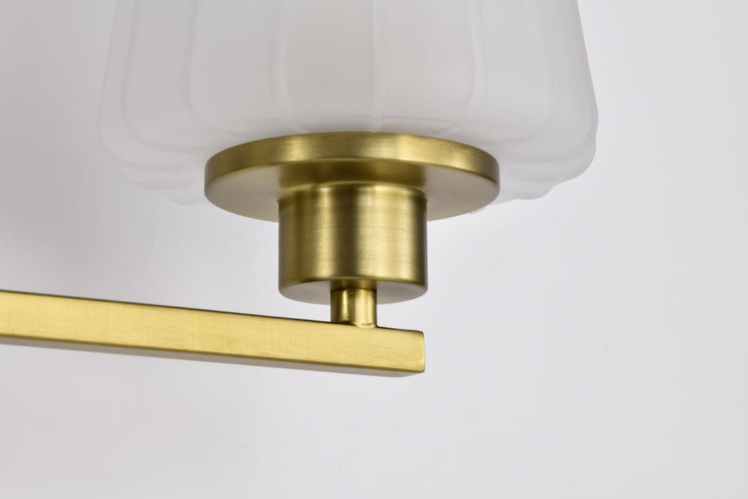 Vanity Nuvo 60-8233 Lune - 3 Light Vanity - Vintage Brass Finish - Etched White Glass Nuvo