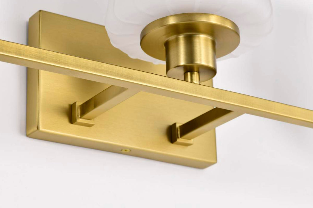 Vanity Nuvo 60-8233 Lune - 3 Light Vanity - Vintage Brass Finish - Etched White Glass Nuvo