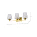 Vanity Nuvo 60-8233 Lune - 3 Light Vanity - Vintage Brass Finish - Etched White Glass Nuvo