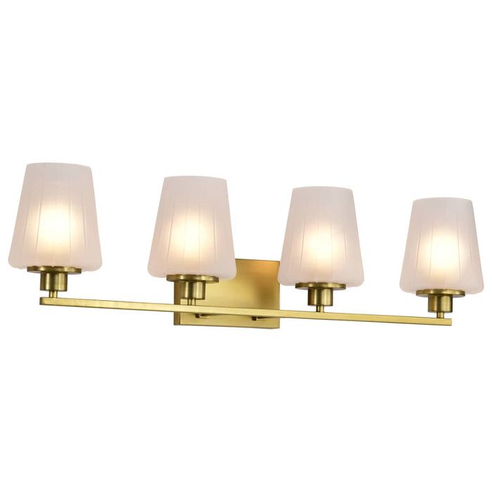 Vanity Nuvo 60-8234 Lune - 4 Light Vanity - Vintage Brass Finish - Etched White Glass Nuvo