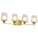 Vanity Nuvo 60-8234 Lune - 4 Light Vanity - Vintage Brass Finish - Etched White Glass Nuvo