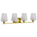 Vanity Nuvo 60-8234 Lune - 4 Light Vanity - Vintage Brass Finish - Etched White Glass Nuvo