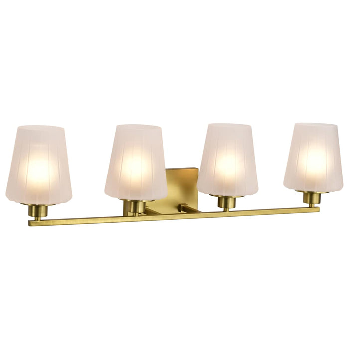 Vanity Nuvo 60-8234 Lune - 4 Light Vanity - Vintage Brass Finish - Etched White Glass Nuvo