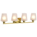 Vanity Nuvo 60-8234 Lune - 4 Light Vanity - Vintage Brass Finish - Etched White Glass Nuvo