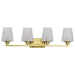 Vanity Nuvo 60-8234 Lune - 4 Light Vanity - Vintage Brass Finish - Etched White Glass Nuvo