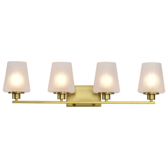 Vanity Nuvo 60-8234 Lune - 4 Light Vanity - Vintage Brass Finish - Etched White Glass Nuvo