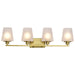 Vanity Nuvo 60-8234 Lune - 4 Light Vanity - Vintage Brass Finish - Etched White Glass Nuvo