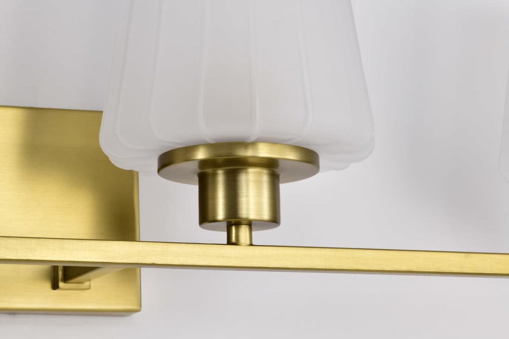Vanity Nuvo 60-8234 Lune - 4 Light Vanity - Vintage Brass Finish - Etched White Glass Nuvo