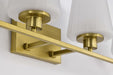Vanity Nuvo 60-8234 Lune - 4 Light Vanity - Vintage Brass Finish - Etched White Glass Nuvo
