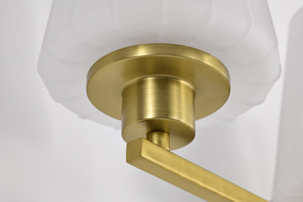 Vanity Nuvo 60-8234 Lune - 4 Light Vanity - Vintage Brass Finish - Etched White Glass Nuvo