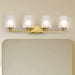 Vanity Nuvo 60-8234 Lune - 4 Light Vanity - Vintage Brass Finish - Etched White Glass Nuvo