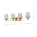 Vanity Nuvo 60-8234 Lune - 4 Light Vanity - Vintage Brass Finish - Etched White Glass Nuvo