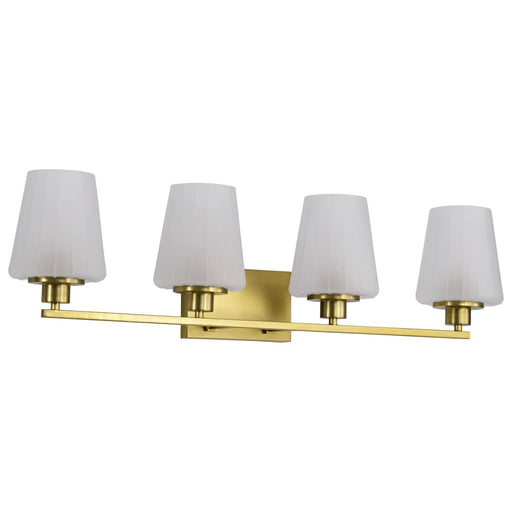 Vanity Nuvo 60-8234 Lune - 4 Light Vanity - Vintage Brass Finish - Etched White Glass Nuvo