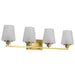 Vanity Nuvo 60-8234 Lune - 4 Light Vanity - Vintage Brass Finish - Etched White Glass Nuvo