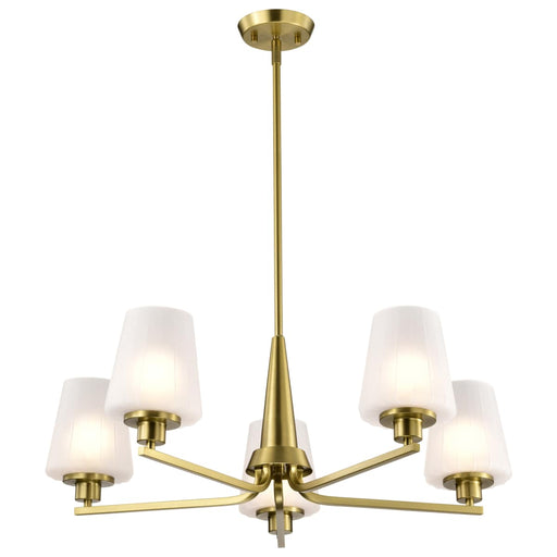 Chandelier Nuvo 60-8235 Lune - 5 Light Chandelier - Vintage Brass Finish - Etched White Glass Nuvo