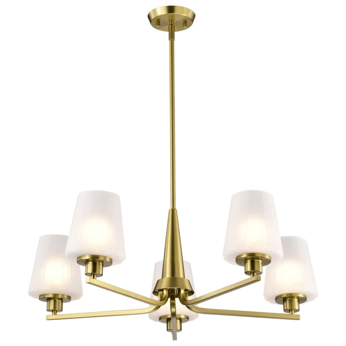 Chandelier Nuvo 60-8235 Lune - 5 Light Chandelier - Vintage Brass Finish - Etched White Glass Nuvo