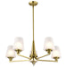 Chandelier Nuvo 60-8235 Lune - 5 Light Chandelier - Vintage Brass Finish - Etched White Glass Nuvo
