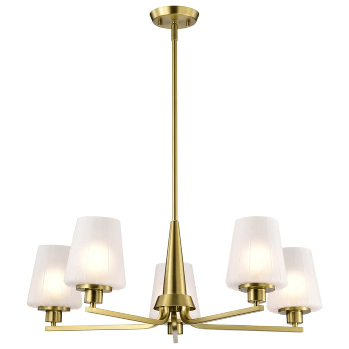 Chandelier Nuvo 60-8235 Lune - 5 Light Chandelier - Vintage Brass Finish - Etched White Glass Nuvo