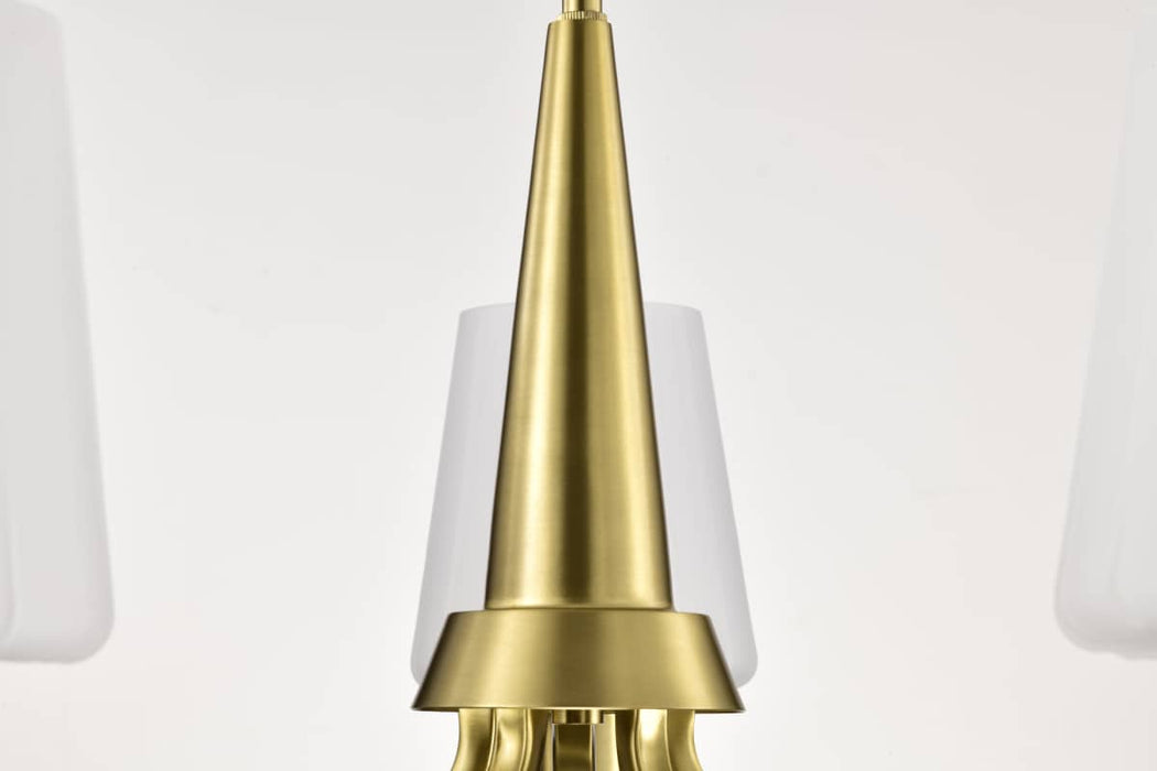 Chandelier Nuvo 60-8235 Lune - 5 Light Chandelier - Vintage Brass Finish - Etched White Glass Nuvo