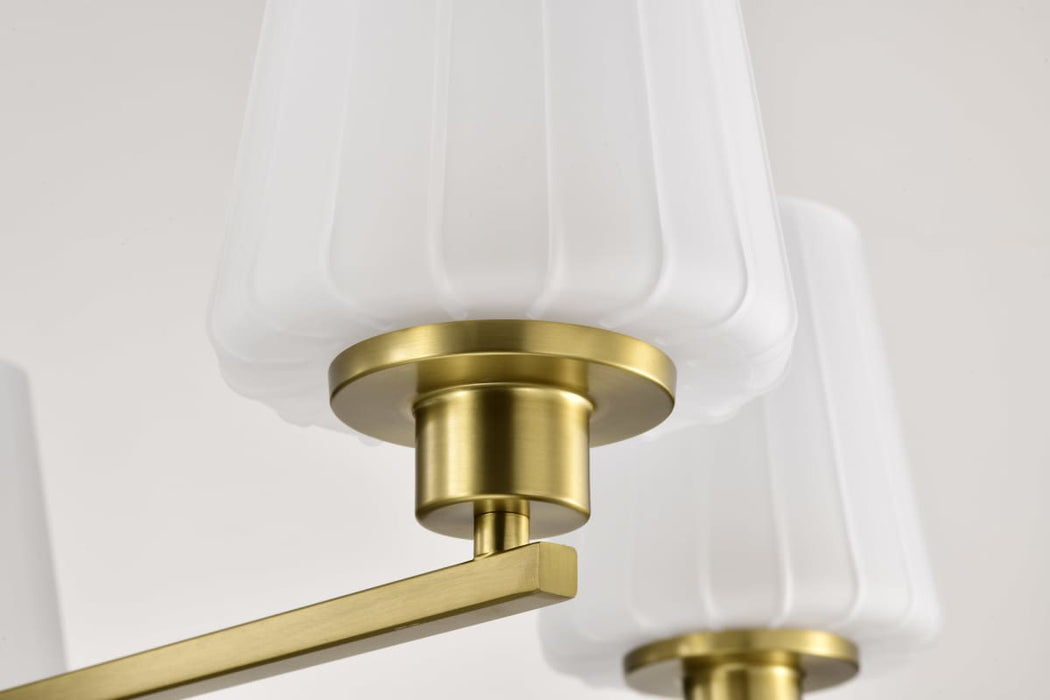 Chandelier Nuvo 60-8235 Lune - 5 Light Chandelier - Vintage Brass Finish - Etched White Glass Nuvo