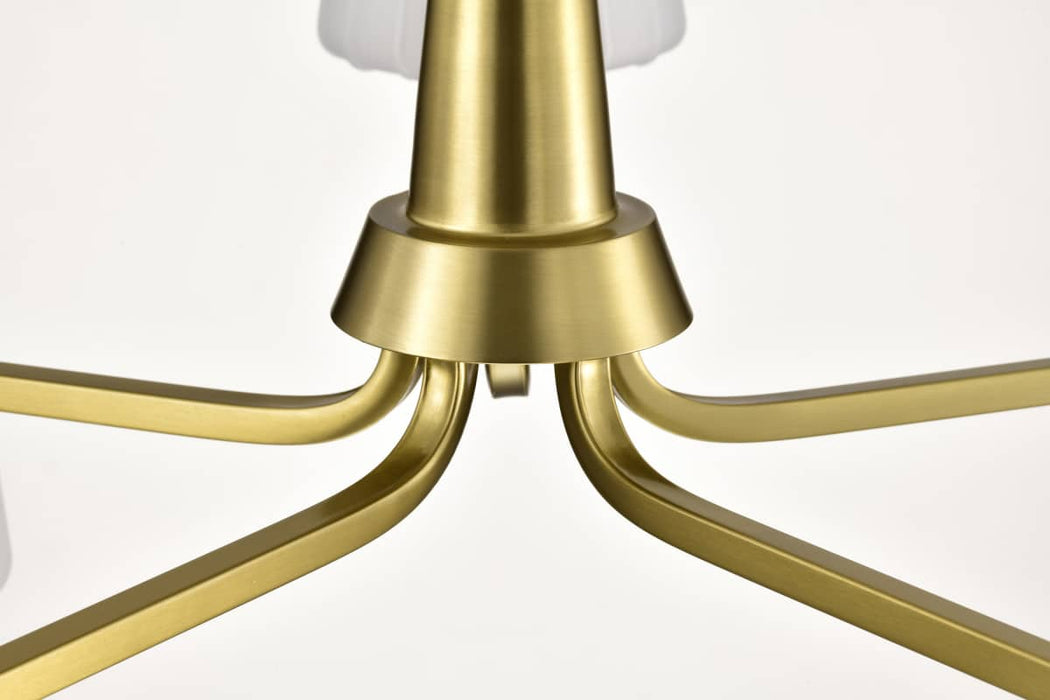 Chandelier Nuvo 60-8235 Lune - 5 Light Chandelier - Vintage Brass Finish - Etched White Glass Nuvo