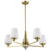 Chandelier Nuvo 60-8235 Lune - 5 Light Chandelier - Vintage Brass Finish - Etched White Glass Nuvo