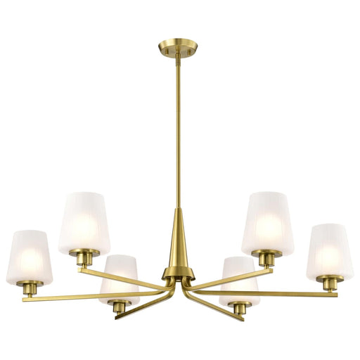 Chandelier Nuvo 60-8236 Lune - 6 Light Chandelier - Vintage Brass Finish - Etched White Glass Nuvo