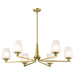 Chandelier Nuvo 60-8236 Lune - 6 Light Chandelier - Vintage Brass Finish - Etched White Glass Nuvo