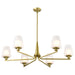 Chandelier Nuvo 60-8236 Lune - 6 Light Chandelier - Vintage Brass Finish - Etched White Glass Nuvo