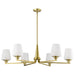 Chandelier Nuvo 60-8236 Lune - 6 Light Chandelier - Vintage Brass Finish - Etched White Glass Nuvo