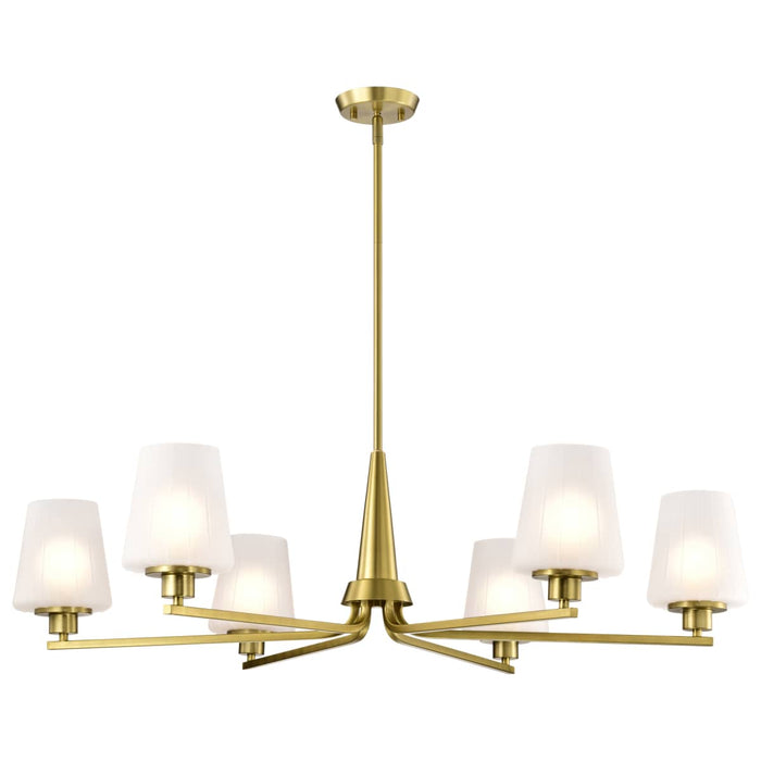 Chandelier Nuvo 60-8236 Lune - 6 Light Chandelier - Vintage Brass Finish - Etched White Glass Nuvo