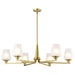 Chandelier Nuvo 60-8236 Lune - 6 Light Chandelier - Vintage Brass Finish - Etched White Glass Nuvo